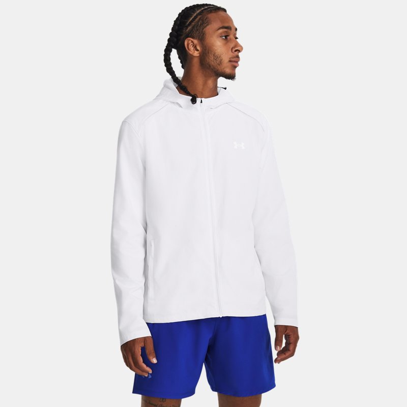 Herenjack Under Armour Storm Run Hooded Wit / Staal / Reflecterend L
